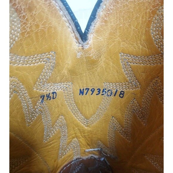 Mens Gray Leather Fancy Stitched Pointed Toe Western Boots Size 7.5D - Picture 10 of 10